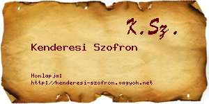 Kenderesi Szofron névjegykártya